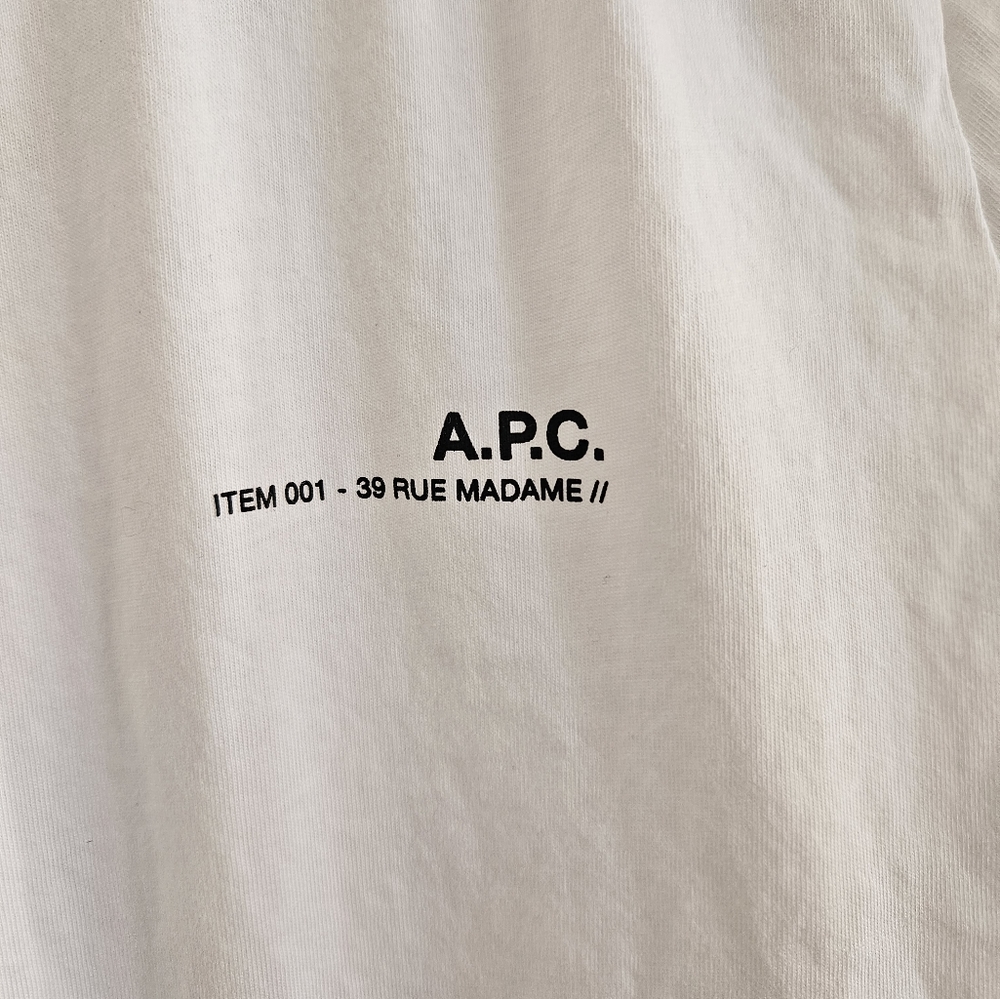A.P.C. Organic Cotton White Logo T-Shirt, sz M* - Picture 4 of 8